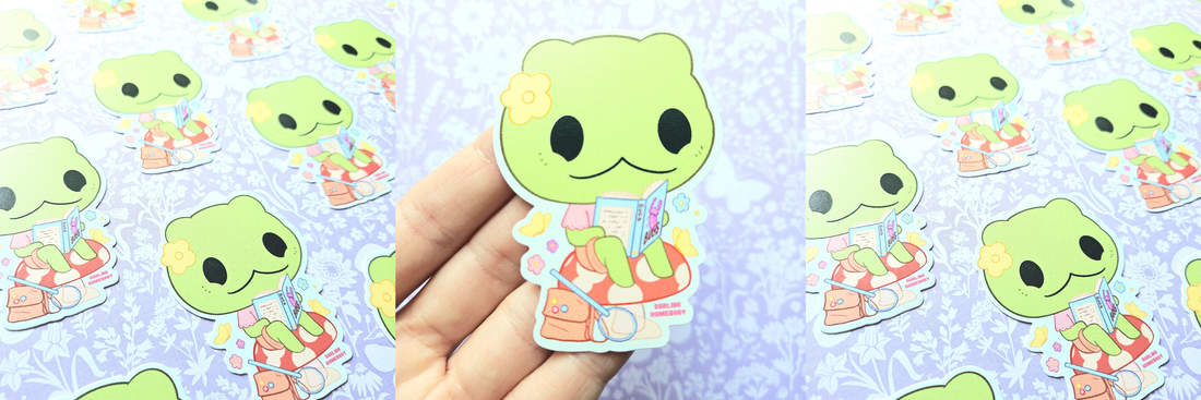 Frog Reading Sticker