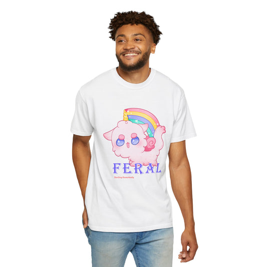 Rainbow Feral Cat Unicorn T-shirt.