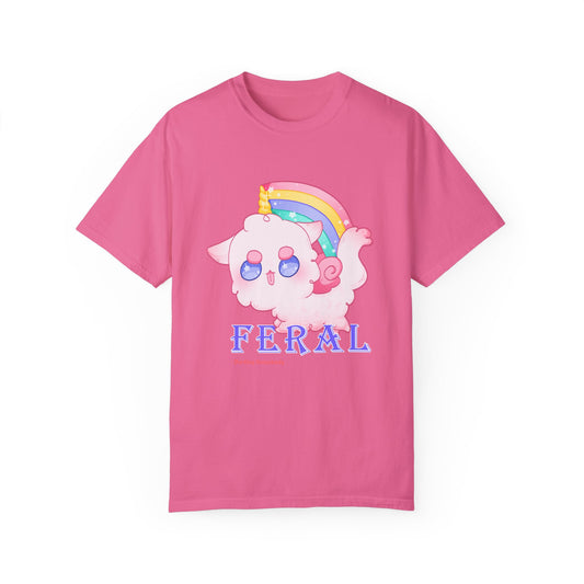 Rainbow Feral Cat Unicorn T-shirt.