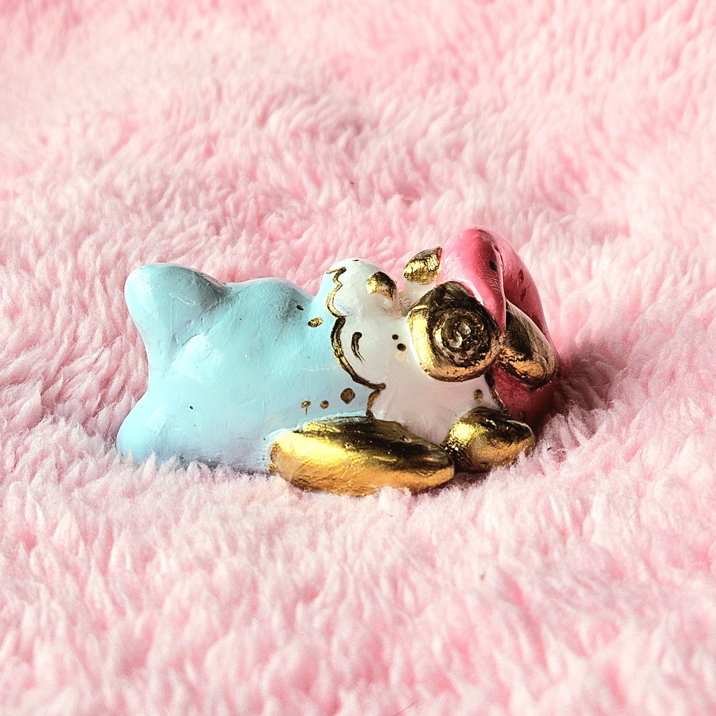 Candy Cloud Mercat Figure. Handmade Resin Art Toy.