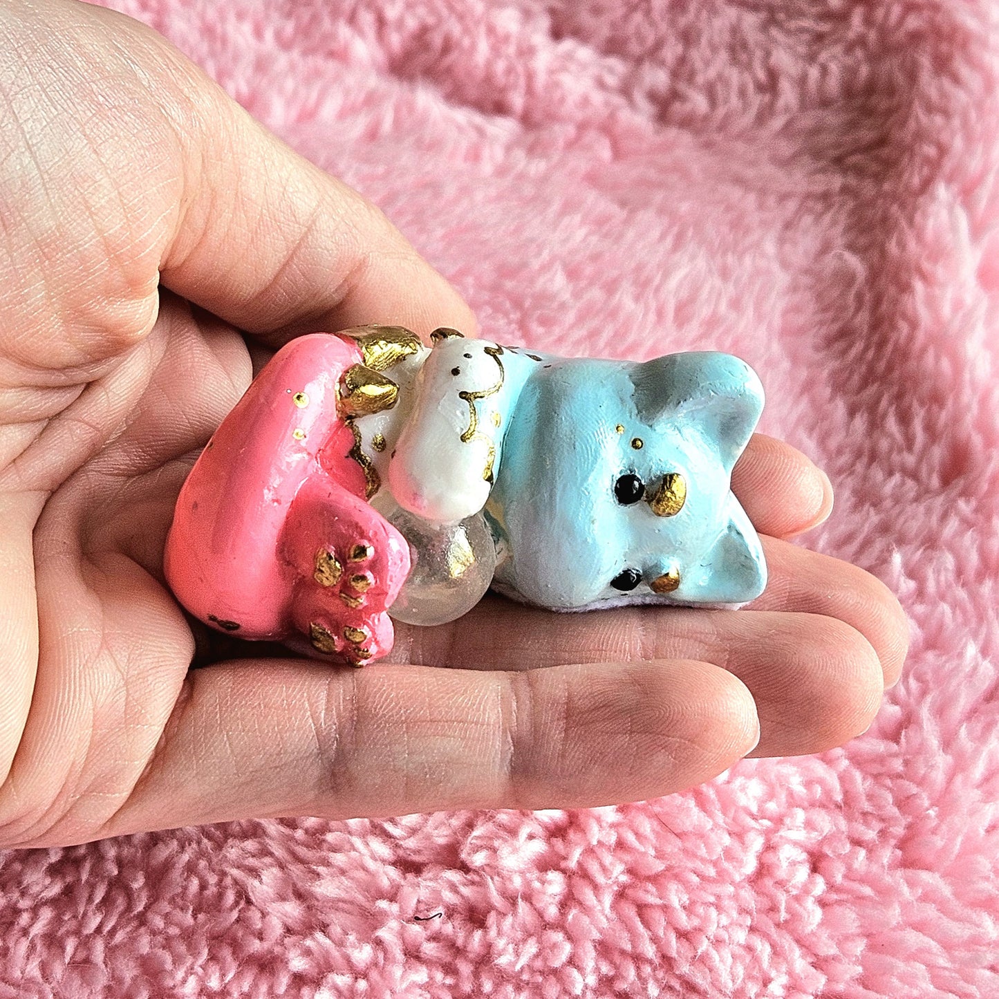 Candy Cloud Mercat Figure. Handmade Resin Art Toy.