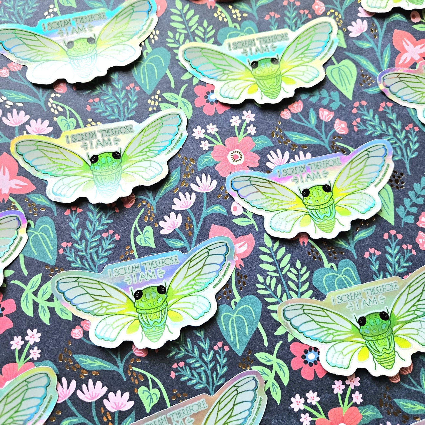 Cicada Holographic Sticker. I Scream Therefore I Am Sticker.