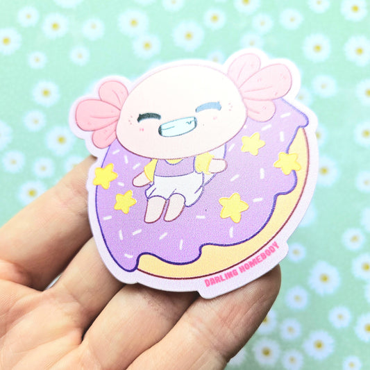 Axolotl Donut 2024 Limited Edition Sticker. Raised Texture Effect.