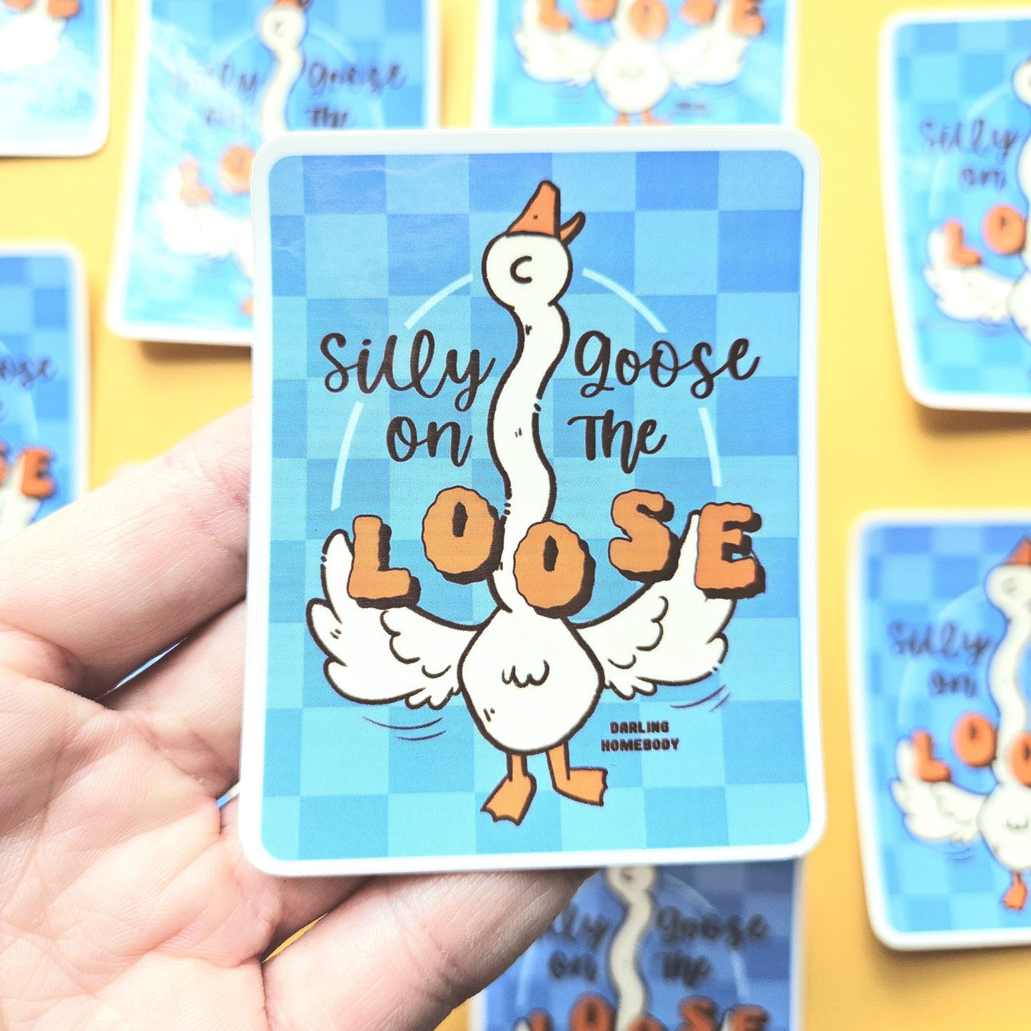 Silly Goose on The Loose Sticker. Glossy Vinyl Decal.