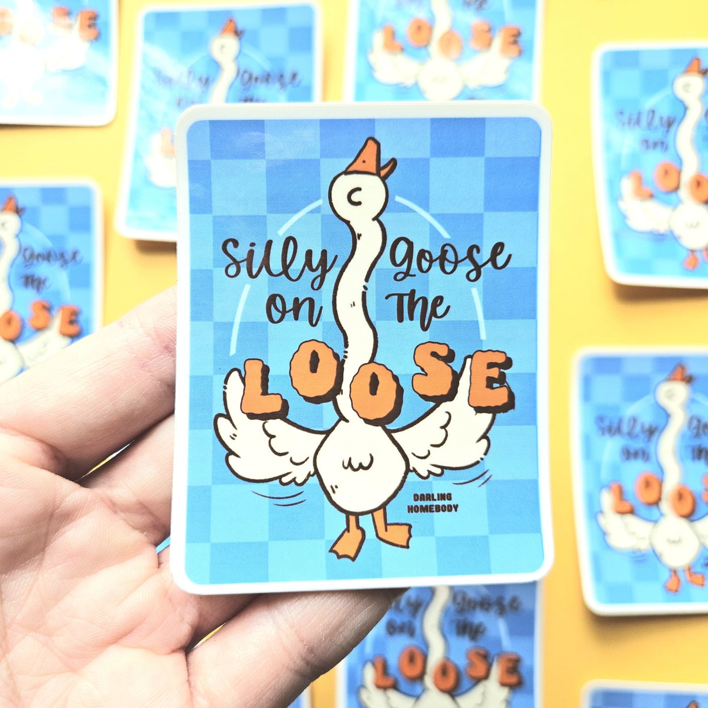 Silly Goose on The Loose Sticker. Glossy Vinyl Decal.