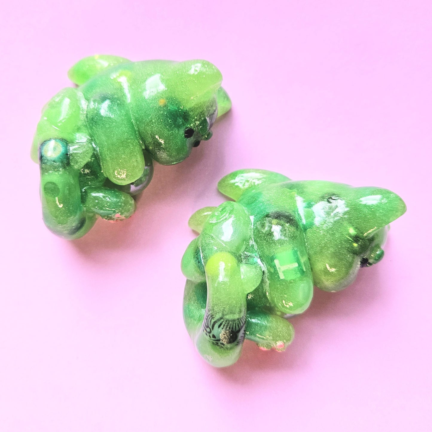 Green Pony Bead Mercat Mini Figure. Handmade.