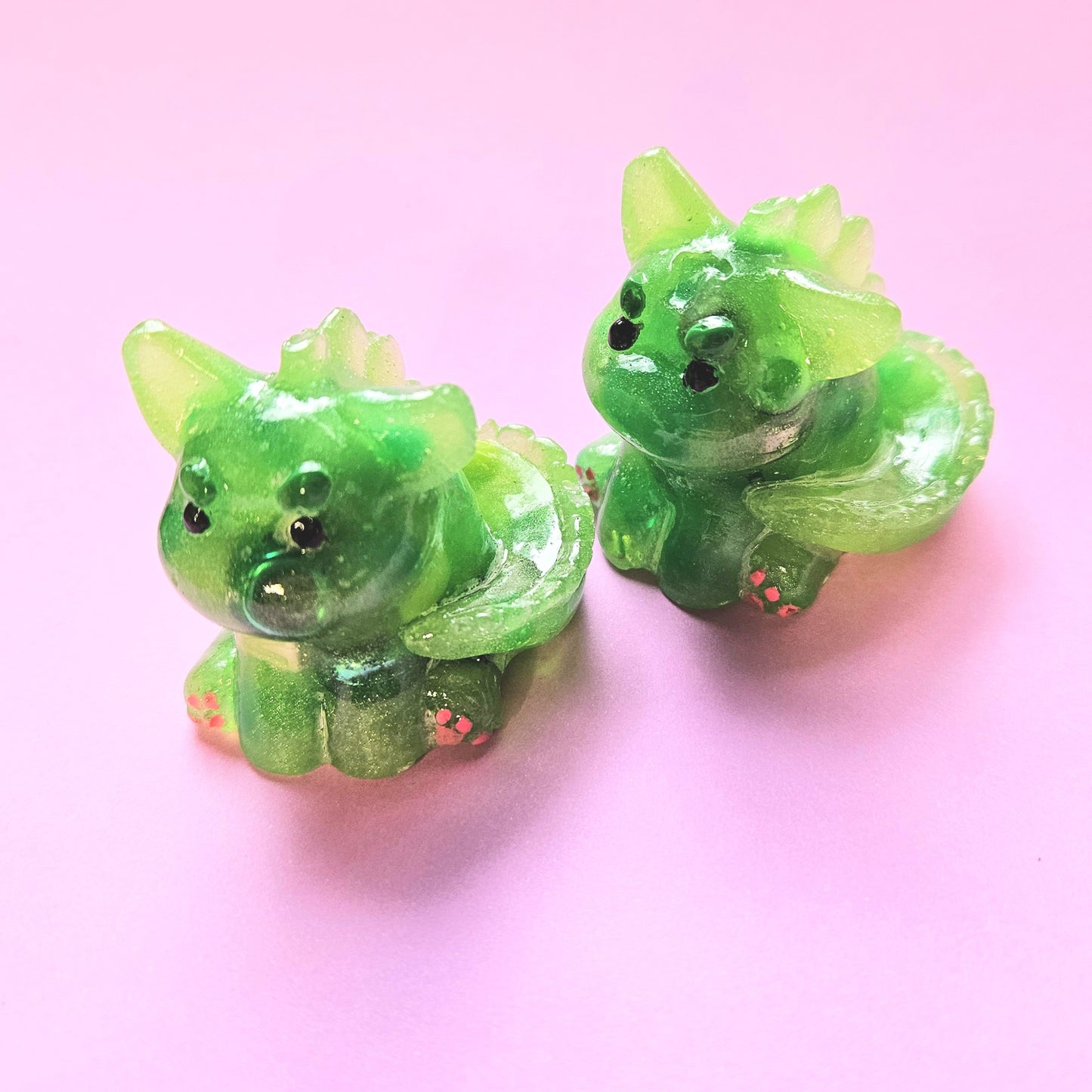 Green Pony Bead Dinocat Mini Figure. Handmade.