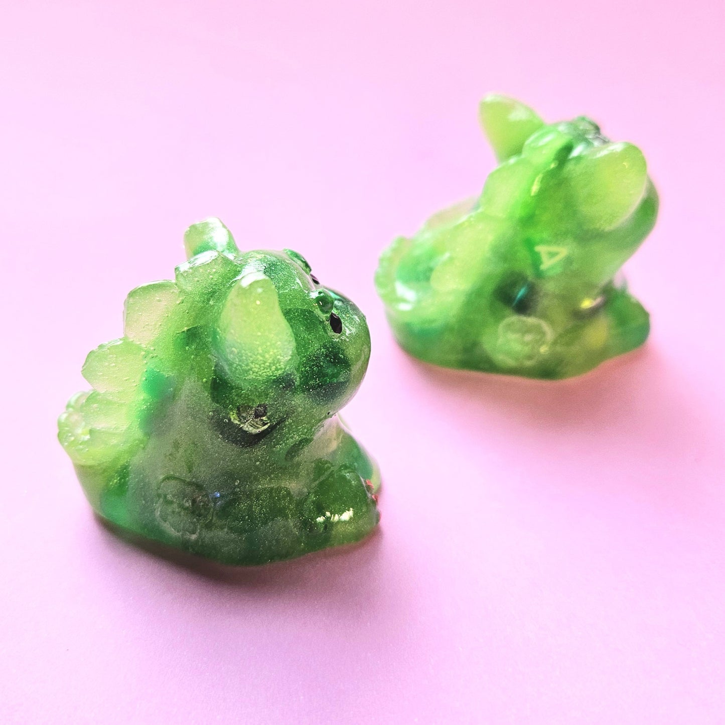 Green Pony Bead Dinocat Mini Figure. Handmade.