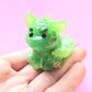 Green Pony Bead Dinocat Mini Figure. Handmade.