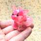 Pink Pony Bead Dinocat Mini Figure. Handmade.