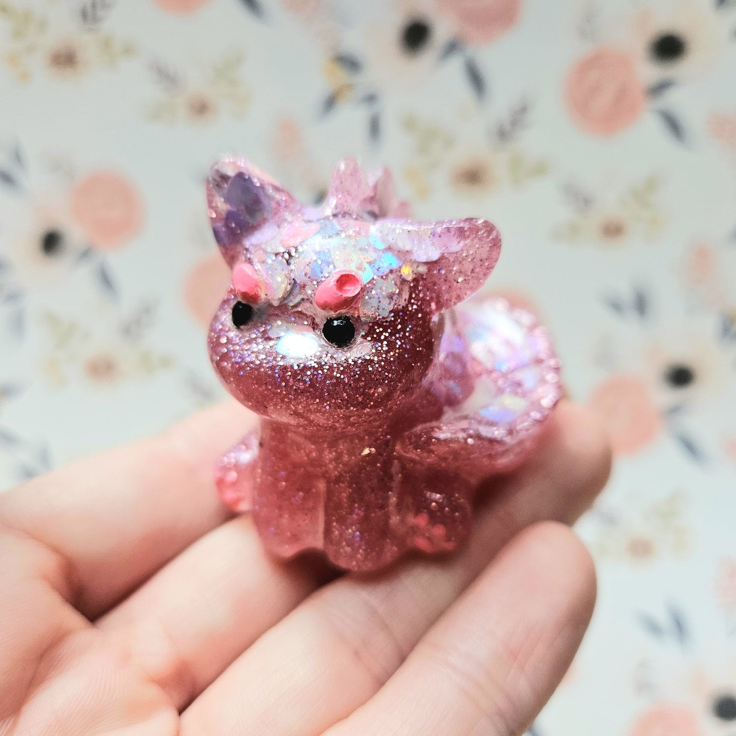 Flutter Shy Dinocat Mini Figure. Handmade.