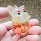 Fire & Water Clear Dinocat Mini Figure. Handmade.