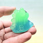 Glow Blue/Green Translucent Dinocat Mini Figure. Handmade. Glows in The Dark.