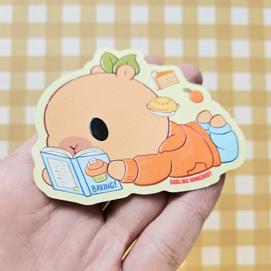 Capybara Reading 2024 Limited Edition Sticker. Raised Texture Effect.