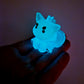 Glow Blue/Green Translucent Dinocat Mini Figure. Handmade. Glows in The Dark.