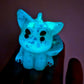 Glow Green Glitter Dinocat Mini Figure. Handmade. Glows in The Dark.