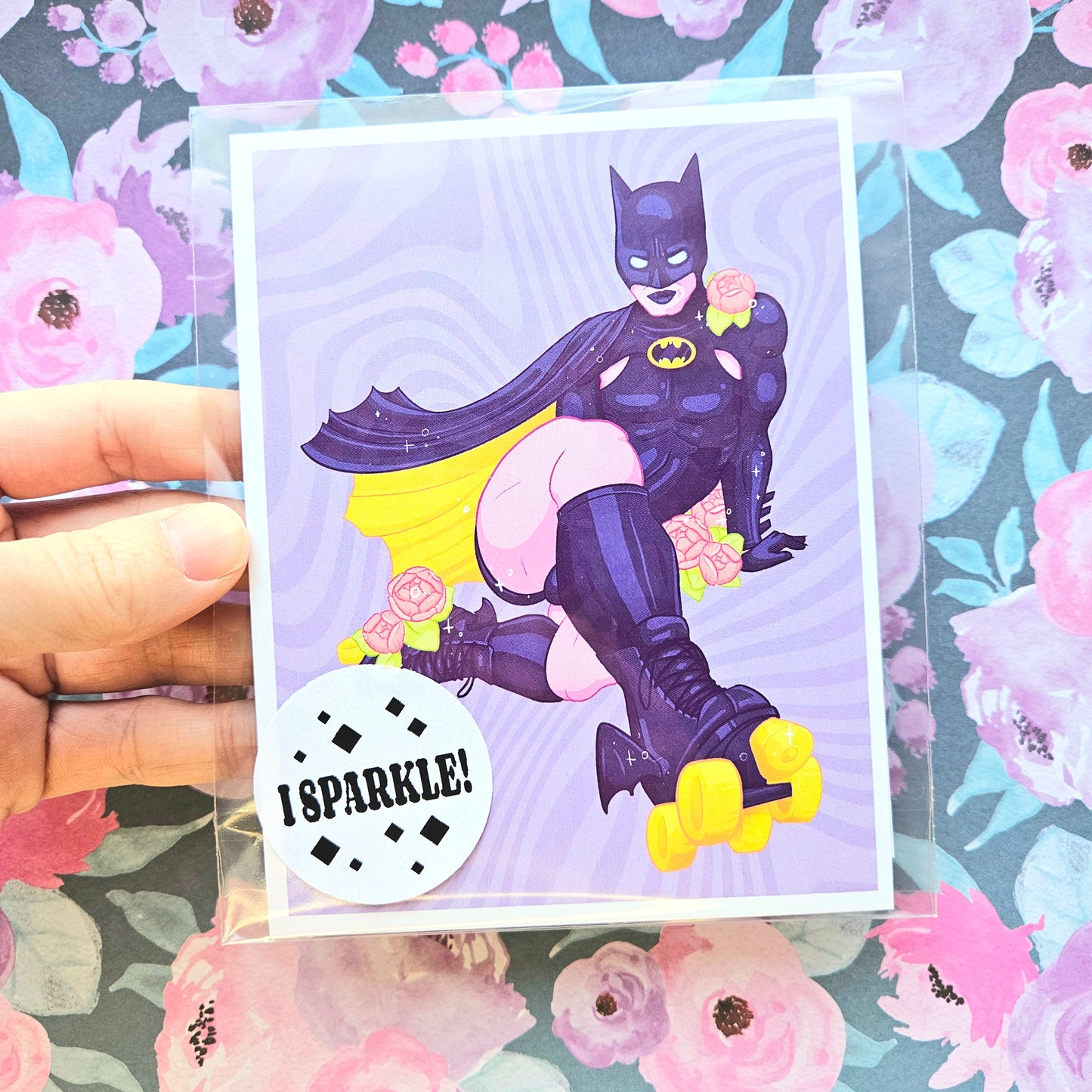 "Catman" Postcard Print. It Sparkles! Super Swap Series Mini Print.