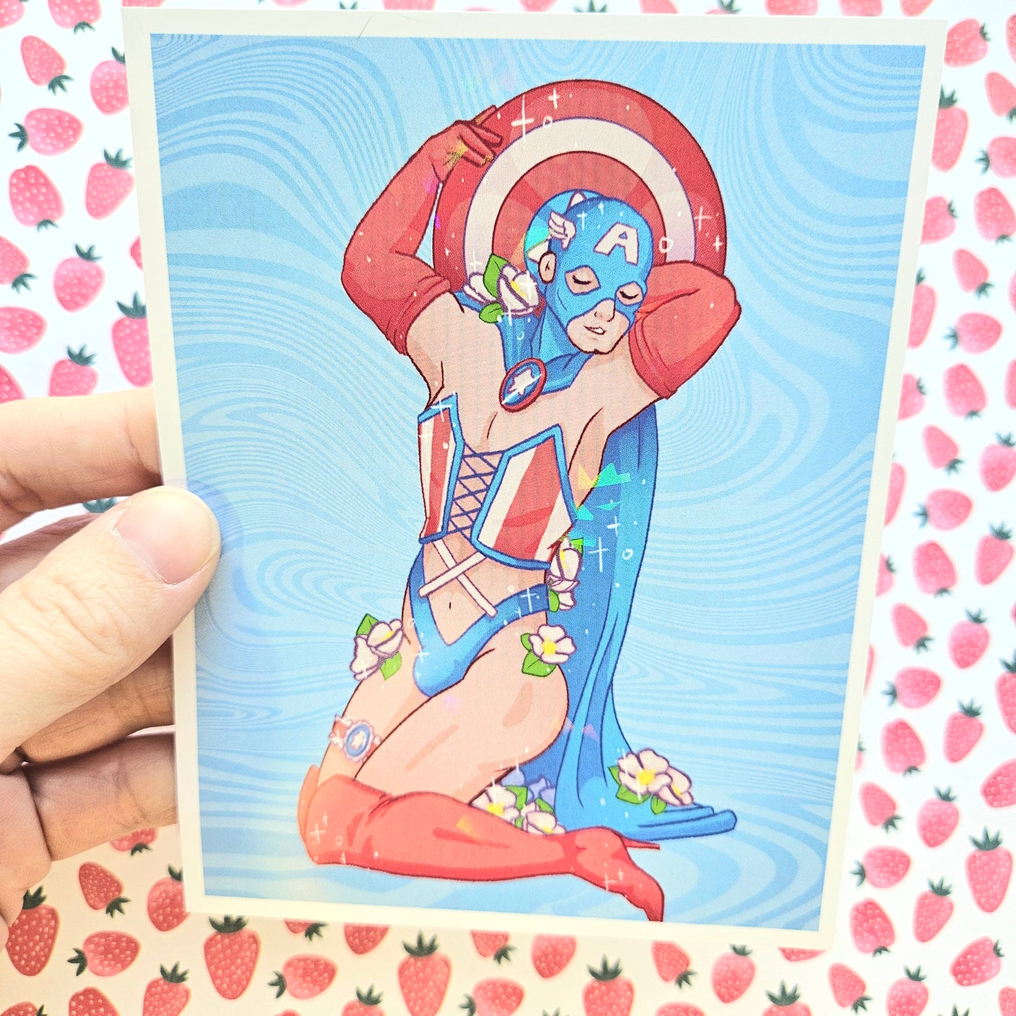 "Queen America" Postcard Print. It Sparkles! Super Swap Series Mini Print.