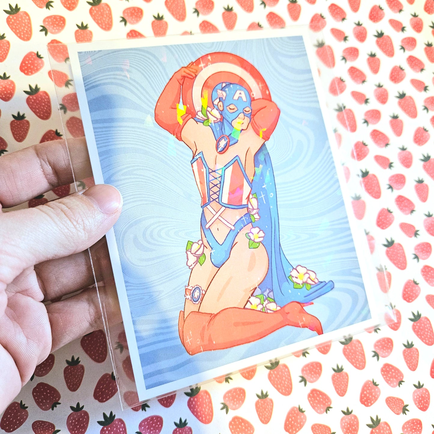 "Queen America" Postcard Print. It Sparkles! Super Swap Series Mini Print.