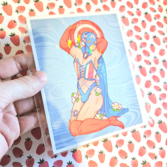 "Queen America" Postcard Print. It Sparkles! Super Swap Series Mini Print.