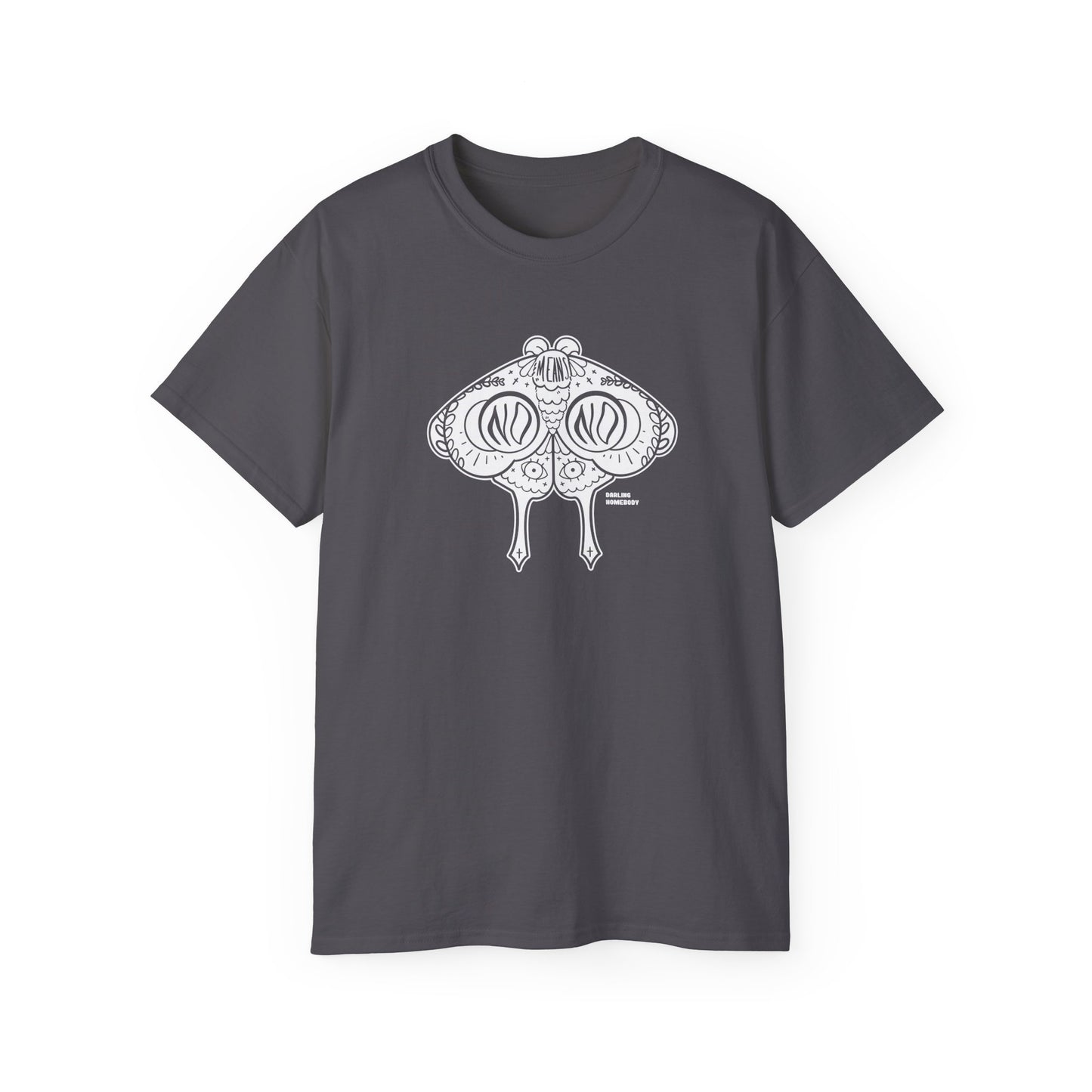 Moth No Means No White on Dark Unisex Ultra Cotton Tee